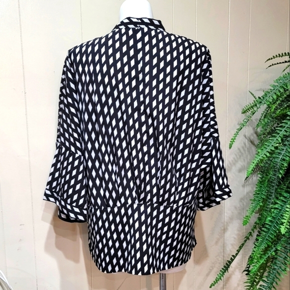 Banana Republic Moroccan Plus Size Cardigan B&W Print Women’s Sz L Kimono - Picture 3 of 11